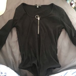 Missguided black bodysuit with exposed zipper